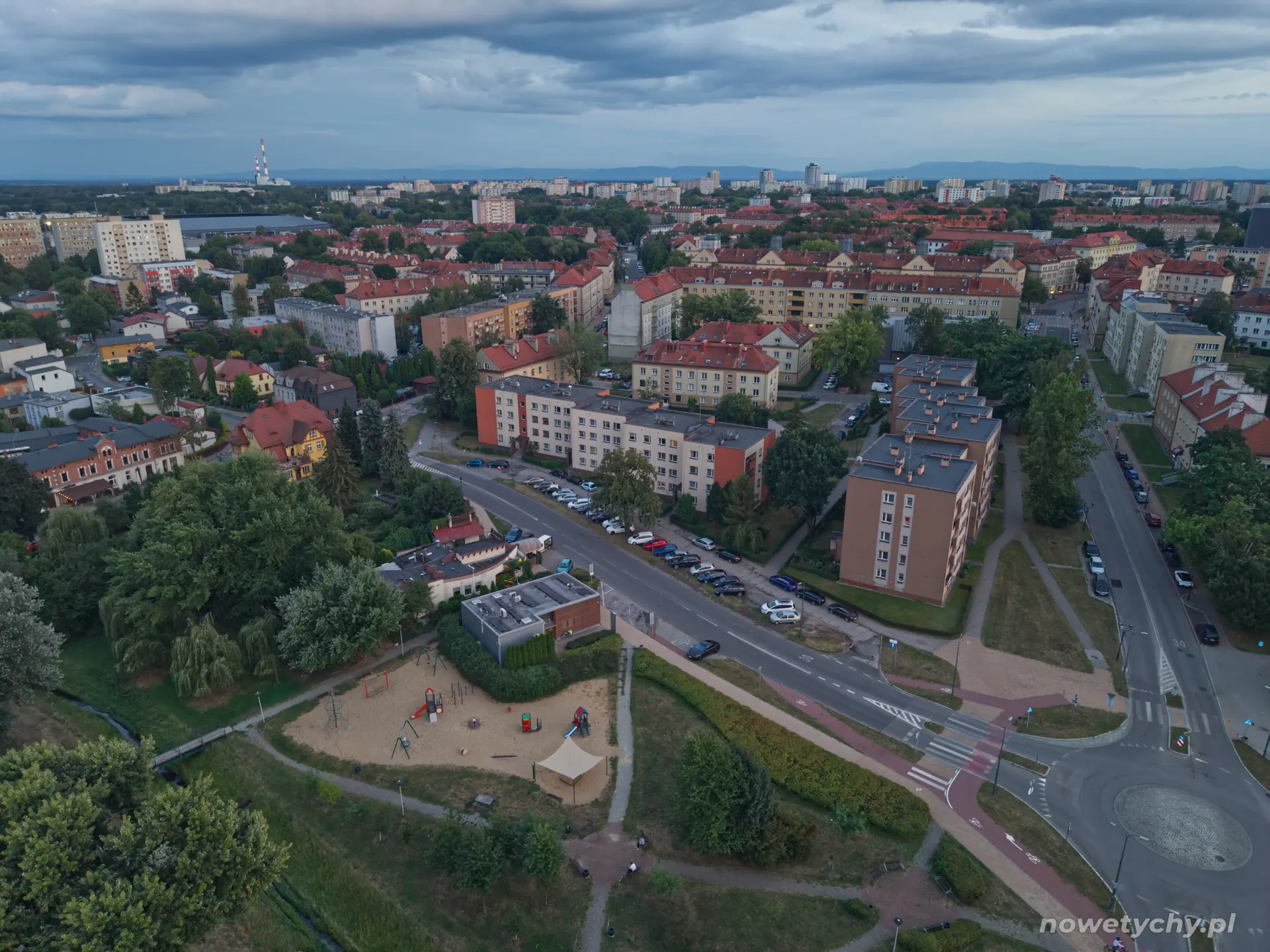 Widok skweru z powietrza